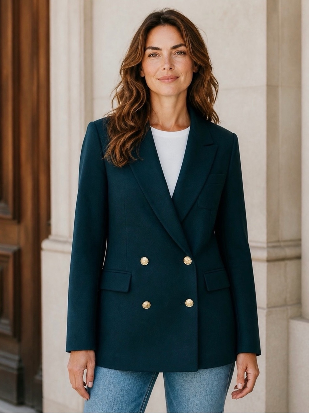 Christian Dior Coat dark green double breasted wool blazer coat size 8